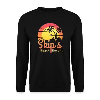 Sommer Hotel Urlaub am Beach mit Strand und Palmen - Unisex Pullover - Schwarz - Vorne - Alina (178cm) & Michal (187cm)