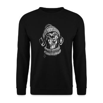 Teckel bobble chapeau chapeau teckel chien chien - Sweat-shirt Unisexe - noir - Devant - Alina (178cm) & Michal (187cm)