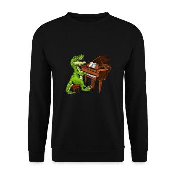 T Rex Dinosaur Playing Piano - Unisex Sweatshirt - black - Front - Alina (178cm) & Michal (187cm)