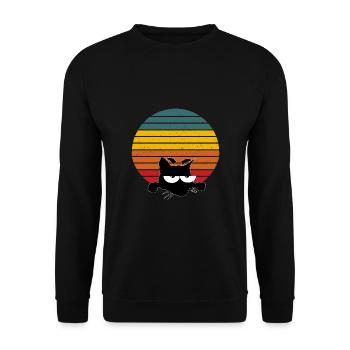 VINTAGE CAT RETRO KATZE - Unisex Pullover - Schwarz - Vorne - Alina (178cm) & Michal (187cm)