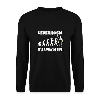 Lederhosen is my Life Gift T-Shirt - Unisex Sweatshirt - black - Front - Alina (178cm) & Michal (187cm)