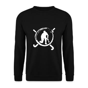 Hockey Feldhockey Hockeysport Hockeyspieler 7m - Unisex Pullover - Schwarz - Vorne - Alina (178cm) & Michal (187cm)