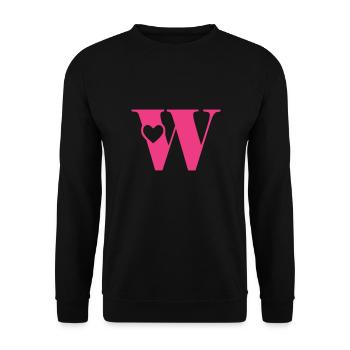 Letter w Initial Letter with Heart - Unisex Sweatshirt - black - Front - Alina (178cm) & Michal (187cm)