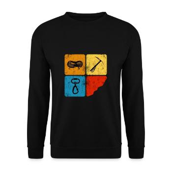 Alpinist Bergsteiger Kletterseil Fels Eisklettern - Unisex Pullover - Schwarz - Vorne - Alina (178cm) & Michal (187cm)