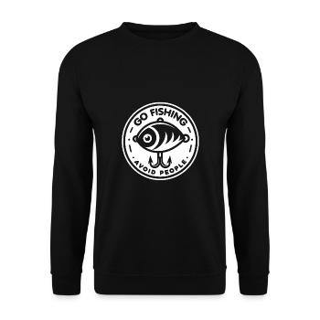 Go fishing, avoid people, rest by the water - Unisex Sweatshirt - black - Front - Alina (178cm) & Michal (187cm)