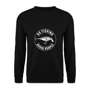 Go fishing, avoid people, rest by the water - Unisex Sweatshirt - black - Front - Alina (178cm) & Michal (187cm)