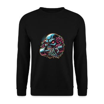 Crâne avec Pentagramme Entraînement Haltère Musculation - Sweat-shirt Unisexe - noir - Devant - Alina (178cm) & Michal (187cm)
