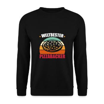 Weltbester Pizzabäcker - Unisex Pullover - Schwarz - Vorne - Alina (178cm) & Michal (187cm)