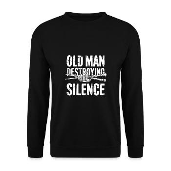 Alter Mann Opa spielt Schlagzeug Schlagzeugspruch - Unisex Pullover - Schwarz - Vorne - Alina (178cm) & Michal (187cm)