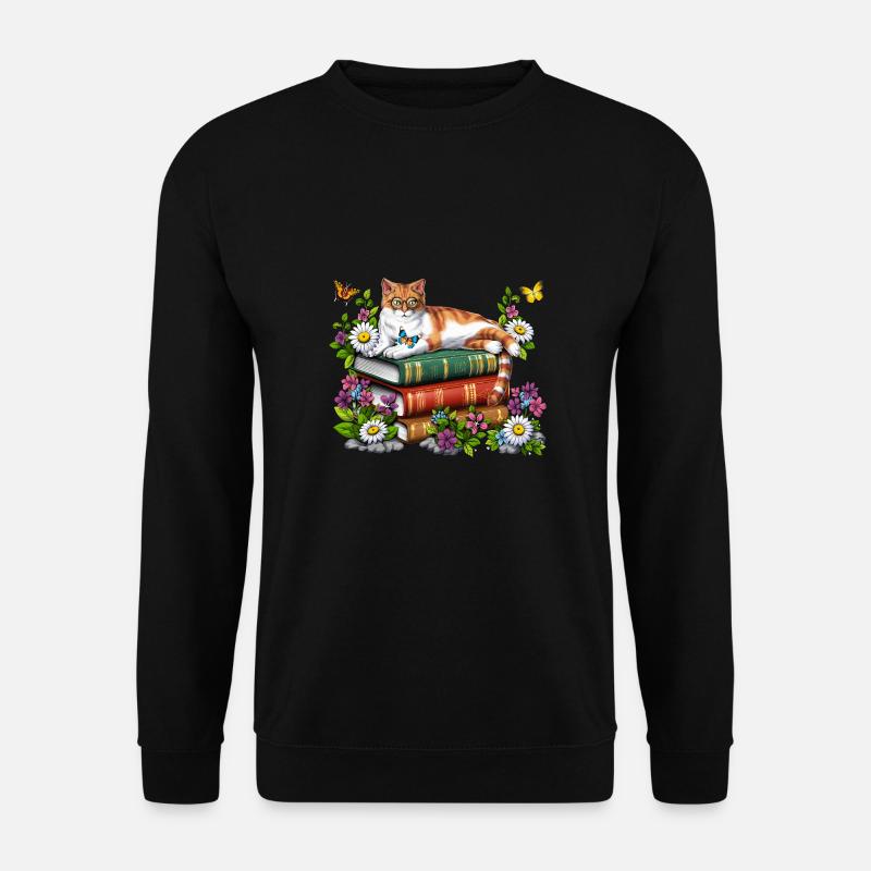 Katzen-Lesebücher - Unisex Pullover - Schwarz
