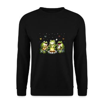 Cottagecore Frogs Camping - Unisex Sweatshirt - black - Front - Alina (178cm) & Michal (187cm)