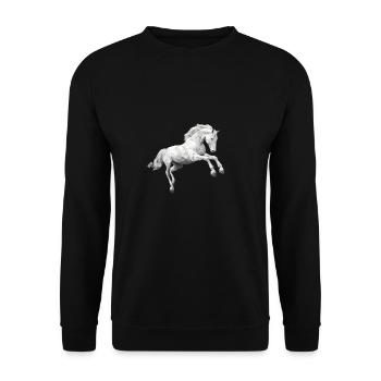 White Horse Grey Low Poly Logo Art Design - Unisex Sweatshirt - black - Front - Alina (178cm) & Michal (187cm)