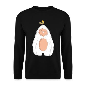 Yeti mit Vogel - Unisex Pullover - Schwarz - Vorne - Alina (178cm) & Michal (187cm)