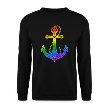 Rainbow Anchor Gay Pride, LGBT, LGBTQ, Rave, CSD - Unisex Sweatshirt - black - Front - Alina (178cm) & Michal (187cm)