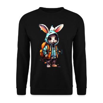 Dessin animé de lapin mignon - Sweat-shirt Unisexe - noir - Devant - Alina (178cm) & Michal (187cm)