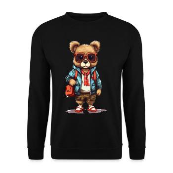 Dessin animé Mignon Ours - Sweat-shirt Unisexe - noir - Devant - Alina (178cm) & Michal (187cm)