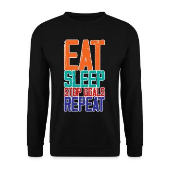 Eat Sleep Stop Goals Repeat 3 - Unisex Pullover - Schwarz - Vorne - Alina (178cm) & Michal (187cm)