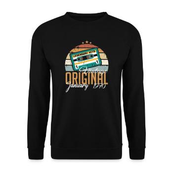 Die Legenden wurden im Januar 1970 geboren Geschen - Unisex Pullover - Schwarz - Vorne - Alina (178cm) & Michal (187cm)