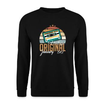 Die Legenden wurden im Januar 1961 geboren Geschen - Unisex Pullover - Schwarz - Vorne - Alina (178cm) & Michal (187cm)