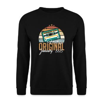 Die Legenden wurden im Januar 1995 geboren Geschen - Unisex Pullover - Schwarz - Vorne - Alina (178cm) & Michal (187cm)