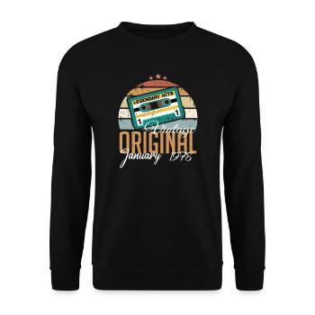 Die Legenden wurden im Januar 1978 geboren Geschen - Unisex Pullover - Schwarz - Vorne - Alina (178cm) & Michal (187cm)