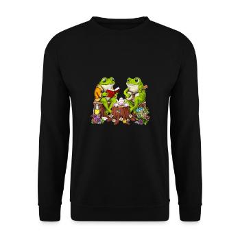 Cottagecore Frogs - Unisex Sweatshirt - black - Front - Alina (178cm) & Michal (187cm)