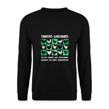 J’ai les plus beaux poulets graphique coloré de - Sweat-shirt Unisexe - noir - Devant - Alina (178cm) & Michal (187cm)
