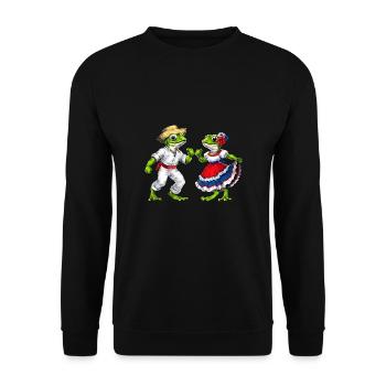 Puerto Rico Coqui Frösche - Unisex Pullover - Schwarz - Vorne - Alina (178cm) & Michal (187cm)