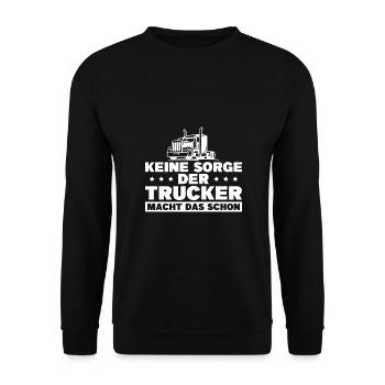 LKW Fahrer Trucker Geschenk - Unisex Pullover - Schwarz - Vorne - Alina (178cm) & Michal (187cm)