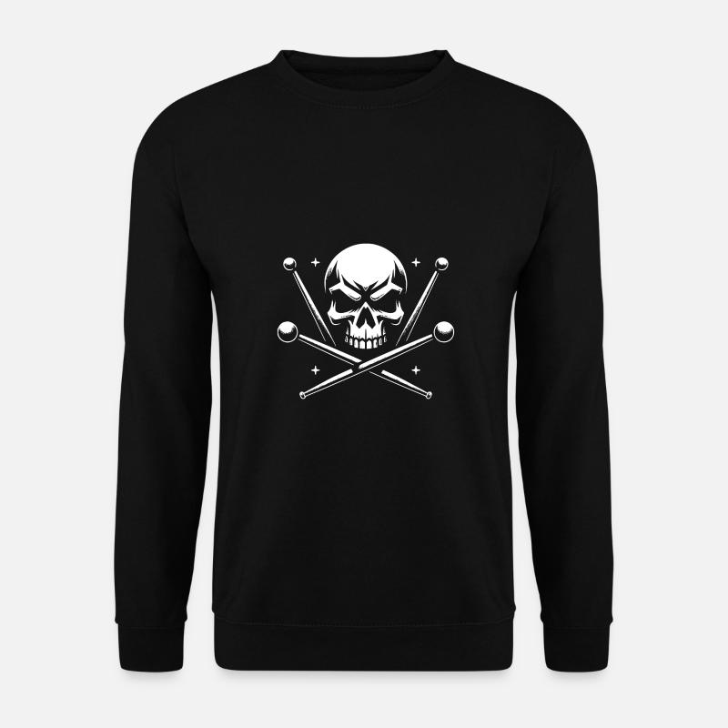 skull and crossed drumsticks - Unisex Sweatshirt - black