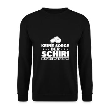 Schiri Sport Fußball Schiedsrichter Geschenk - Unisex Pullover - Schwarz - Vorne - Alina (178cm) & Michal (187cm)