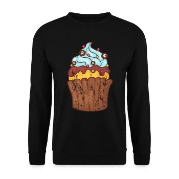 Retro Vintage Grunge Halloween Cupcakes Muffins - Unisex Pullover - Schwarz - Vorne - Alina (178cm) & Michal (187cm)