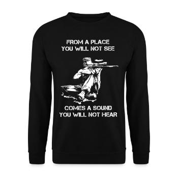 Von einem Ort, den Sie nicht sehen werden - Unisex Pullover - Schwarz - Vorne - Alina (178cm) & Michal (187cm)