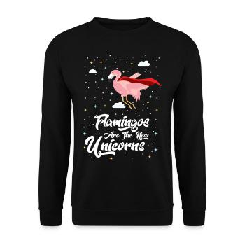 Flamingos are the new Unicorns! - Unisex Pullover - Schwarz - Vorne - Alina (178cm) & Michal (187cm)