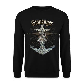 Stavanger Anchor Nautical Sailing Boat Summer - Unisex Sweatshirt - black - Front - Alina (178cm) & Michal (187cm)