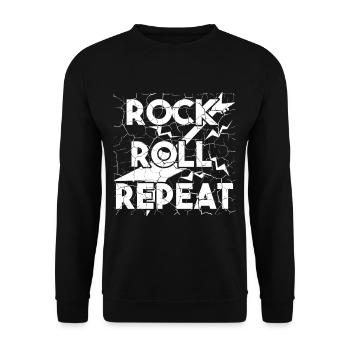 Rock, Roll, Repeat super Geschenkidee für Freunde - Unisex Pullover - Schwarz - Vorne - Alina (178cm) & Michal (187cm)