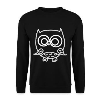 hooty mcowlface Herrchen Eule cool Kinder Kunst - Unisex Pullover - Schwarz - Vorne - Alina (178cm) & Michal (187cm)