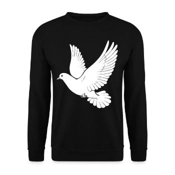 Weiße Taube Liebe Geschenk Fliege - Unisex Pullover - Schwarz - Vorne - Alina (178cm) & Michal (187cm)