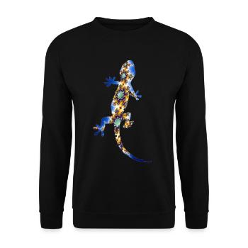 Gecko Fraktal - Sweat-shirt Unisexe - noir - Devant - Alina (178cm) & Michal (187cm)