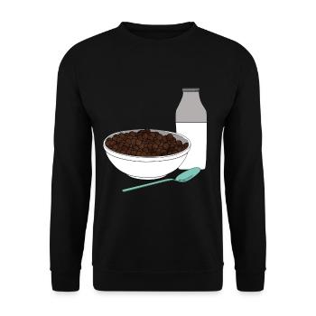 Cornflakes von Kellogg`s wie früher Geschenkidee - Unisex Pullover - Schwarz - Vorne - Alina (178cm) & Michal (187cm)