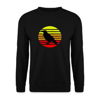 Crow raven vintage retro sun - Unisex Sweatshirt - black - Front - Alina (178cm) & Michal (187cm)