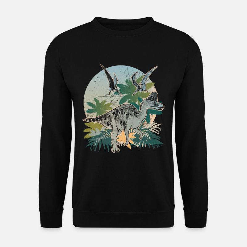 Dino Saurier Hadrosaurus Wildnis Fossil Urzeit - Unisex Pullover - Schwarz