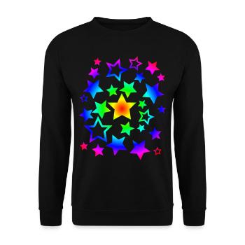 Bunter Sternenhimmel Hypnotisch Festival Geschenk - Unisex Pullover - Schwarz - Vorne - Alina (178cm) & Michal (187cm)
