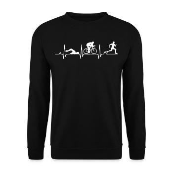 Herzschlag Triathlon - Unisex Pullover - Schwarz - Vorne - Alina (178cm) & Michal (187cm)