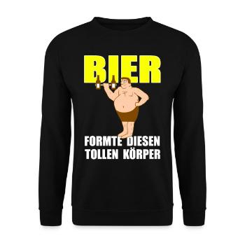 Bier formte diesen tollen Körper - lustiges Bier - Unisex Pullover - Schwarz - Vorne - Alina (178cm) & Michal (187cm)