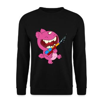 Coole Wasserpistole und Monster für den Sommer - Unisex Pullover - Schwarz - Vorne - Alina (178cm) & Michal (187cm)