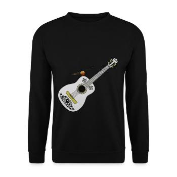 Coole Stillvolle weiße Gitarre Geschenkidee - Unisex Pullover - Schwarz - Vorne - Alina (178cm) & Michal (187cm)
