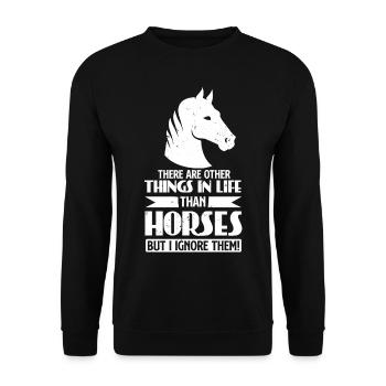 Pferd Spruch Lustig Geschenk Lustig Pferde - Unisex Pullover - Schwarz - Vorne - Alina (178cm) & Michal (187cm)