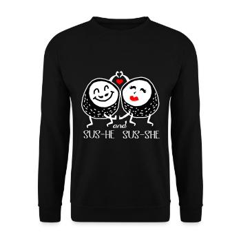 Sushi Go Rice Japan Tokyo Miso Nigiri Maki Udon - Unisex Sweatshirt - black - Front - Alina (178cm) & Michal (187cm)