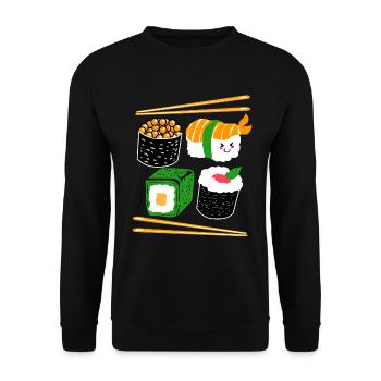 Sushi Go Riz Japon Tokyo Miso Nigiri Maki Udon - Sweat-shirt Unisexe - noir - Devant - Alina (178cm) & Michal (187cm)